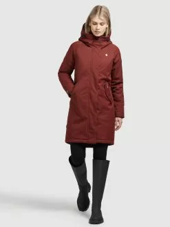 Khujo Parkas Parka Mi-saison Femme Rouge Rouille -Magasin D'usine Khujo 0ab47665528fbc0131f15e8c85504190