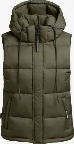 Khujo Vestes Sans Manches Gilet Eden Femme Kaki
